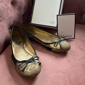 Coach khaki multi patch flats size 9